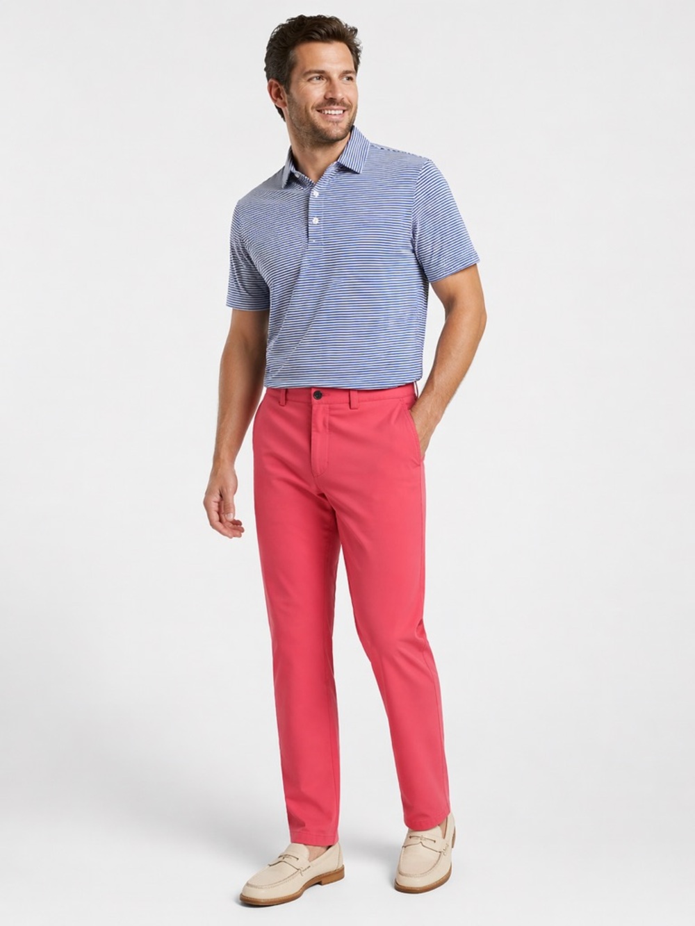 Peter Millar Coral Pink Chino Pants Mens Straight Leg Golf Preppy Casual Pants